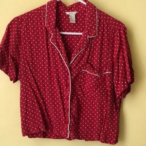 Red & white polka dot top